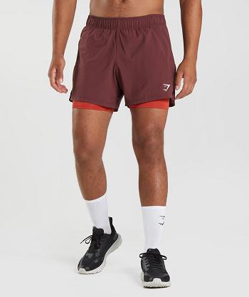 Pánské Šortky Gymshark Sportovní 5" 2 In 1 Vínové Červené | CZ 2861KOR